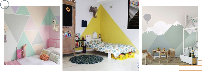murs colorés avec motifs graphiques pour amenagement chambre enfant